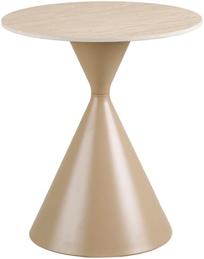 House Nordic Bijzettafel Annecy - Rond Keramisch/Travertin Zand - Ø50x56cm