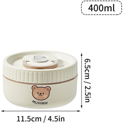 WORTHBUY Magnetronbestendig Luchtdicht 304 Roestvrij Staal Thermische Bento Lunchbox Grote Capaciteit Leuke Geïsoleerde Voedselcontainer Voor Studenten beige