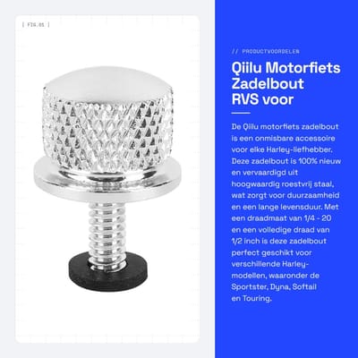 Dailygoods- Zadelbout RVS - Zadelbeugel - Schroef - Draad 1/4-20 - Geschikt voor Harley - Eenvoudig te installeren - Motorfiets Zadelbout