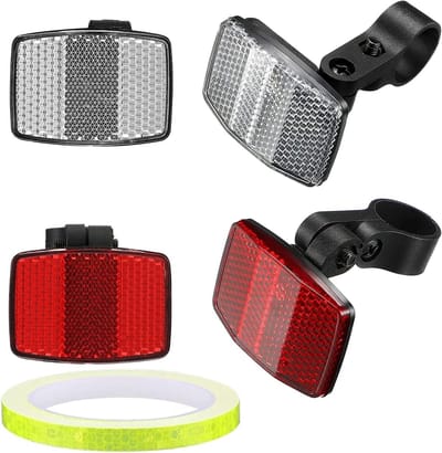 Fietsreflectoren Set van 4 voor Voor- en Achterzijde, Veiligheid Reflectoren voor Mountainbike en Motorfiets, Rood/Wit