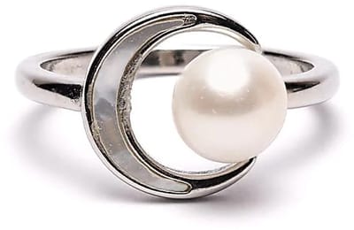 Verstelbare ring met parel en maan - ±2 cm - ±2 cm