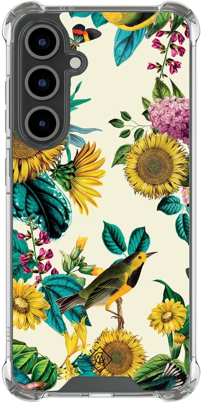 Casimoda® hoesje - Geschikt voor Samsung Galaxy S25 FE - Zonnebloemen / Bloemen - Shockproof case - Extra sterk - TPU/polycarbonaat - Multi, Transparant