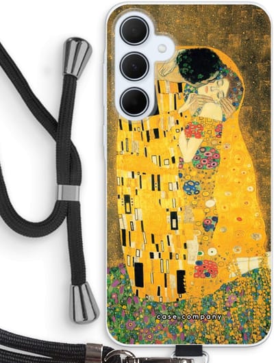 Case Company® - Hoesje met koord geschikt voor Samsung Galaxy A35 hoesje met Koord - Der Kuss - Telefoonhoesje met Zwart Koord - Bescherming aan alle Kanten en Over de Schermrand