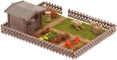 Tuinhuisje met Gazebo - Miniatuur Tuin - Modelbouw - Uitbreidbaar Ontwerp - 14 x 3.8 x 22.3 cm - Bruin