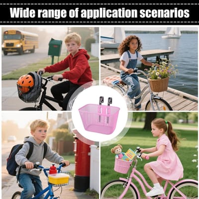 Fietsmand Kinderen - Afneembare Bagagedrager - Spullen Meenemen - Roestwerende Coating - 26x17x15.5 cm - Roze
