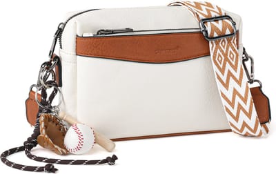 TAN.TOMI Dames Schoudertassen, Crossbody Tas, Crossbodytassen voor Dames met Verstelbare - Afneembare Brede Band - Wit/lichtbruin