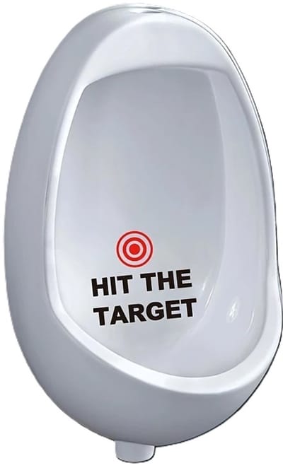 "Hit the Target" Fluorescerende Toiletsticker Rood– Grappige & Lichtgevende Wc-Sticker voor Mannen – 12,5 x 12,5 cm – Waterbestendig PVC