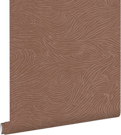 ESTAhome behang 3d golvende lijnen terracotta roze - 50 x 900 cm - 131370