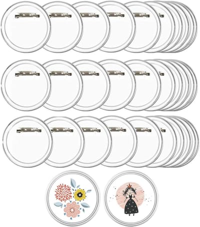 Set van 30 knopen - ronde naalden van transparant acryl - 54 mm - ideaal voor badges en creatief knutselen - ShopVlot