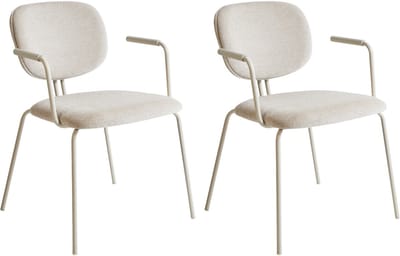 CARILLE - Eetkamerstoel set van 2 - Lichtbeige - Chenille