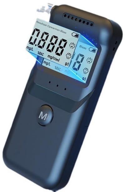 GELLDG Alcootest - Elektronische Ademtest met LCD-scherm - 162x71x33mm - Draagbaar met Opbergzakje, Snel & Nauwkeurig, Makkelijk in Gebruik - Geschikt voor Thuis en Auto - Kunststof