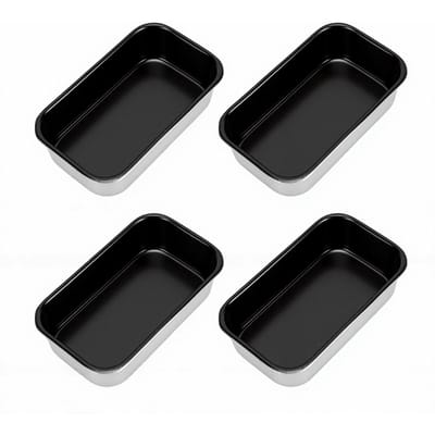 4 pièces Mini moule à pain pour la cuisson du pain en aluminium antiadhésif petit moule rectangulaire à tarte pour pain aux bananes tarte tiramisu black
