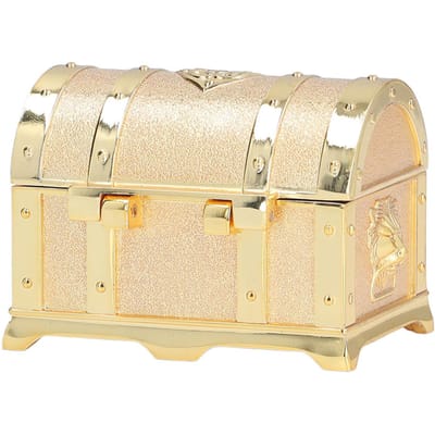 Boîte à Bijoux Vintage Mini Taille Alliage de Zinc Doublure en Linters Polissage Fin Robuste Durable Design en Relief beige