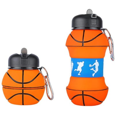 550ml Opvouwbare Voetbal Kinderen Waterflessen Draagbare Sportwaterfles Voetbal Voetbalvormige Waterfles Siliconen Beker 550ml gray
