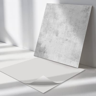 Wallfluent Vinyl Tegels - Ruwe Betontextuur Zelfklevende Vinyl Tegels - 30 cm x 30 cm - Grijs Vinyl Tegels - Set van 9 - Vierkant PVC Tegels - Texturen Plaktegels - Vinyl Wandtegels - Plaktegels Keuken en Badkamer