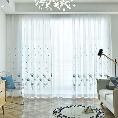 Gordijnen met Haken - Transparante Panelen - Woonkamer Decoratie - Landelijk Jacquard Patroon - 102 x 160 cm - Wit