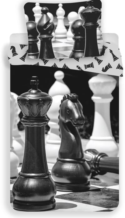 Sweet Home Dekbedovertrek - Chess horse - 140 x 200 cm Zwart/wit