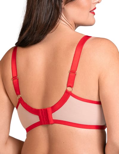 Vivisence Elegante Zachte Beha Met Kant Voor Vrouwen Beugelbeha Met Lifting Effect Verstelbare Bandjes En Goudkleurige Details Vrouwelijke Lingerie Voor Comfort En Ondersteuning, Rood,75F