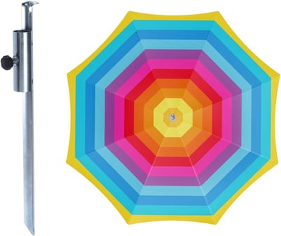 Strand / tuin / camping parasol Aruba - met metalen grondharing - D180 cm - verstelbaar - UV straling bestendig