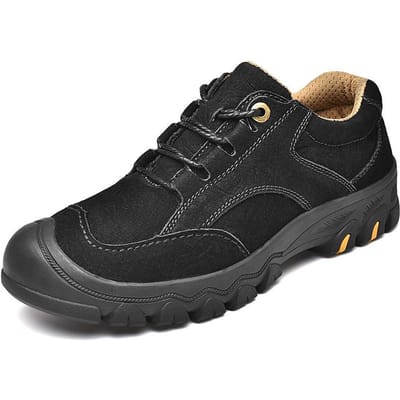 Jeugd Sport Casual Schoenen Heren Eerste Laag Mat Koeienhuid Middelbare Leeftijd Zachte Zool Outdoor Bergbeklimmen Reisschoenen Heren Echt Leer 44 black