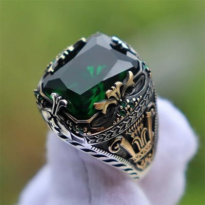 Lunette Ingezette Kristal Heren Luxe Ring Persoonlijkheid Retro Grote Edelsteen Ring Etnische Turkse Stijl Arabische Mannenring Feest Sieraden 12 black