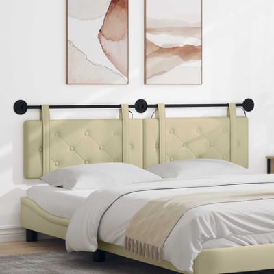 vidaXL - Hangend - hoofdbord - Met - LED-verlichting - Crèmekleurig - Kunstleer