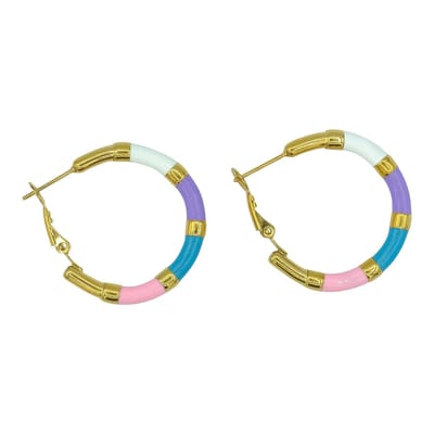Goldplated Stalen Klapoorringen met Gekleurde Emaille - Hypoallergeen & Nikkelvrij - 3 cm