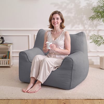 Zitzak met Kattenoren – 90 cm Knuffelzitzak met Opbergvak, Wasbaar & Comfortabel – Ideaal voor Gaming en Ontspanning – Grijs