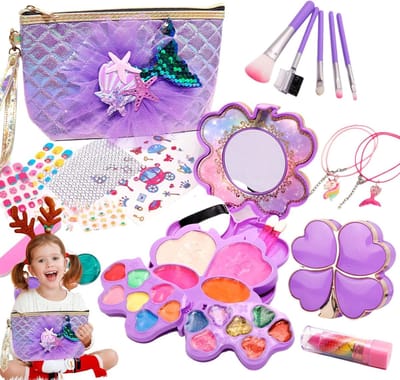 Grimmake-up Set - Cosmetica Speelgoed - Prinsessen Spel - Afwasbaar Echt - 26-Delig - Niet toepasbaar