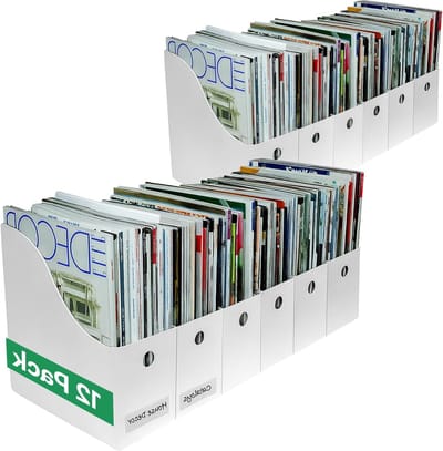 Document Houders - Opbergbakjes Bureau - Bureau Organiseren - Set van Twaalf - 9.5x4x10 Inch - Wit