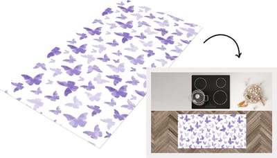Keukenloper - Loper keuken - Vlinder - Paars - Patronen - 120x60 cm - Keukenloper vinyl