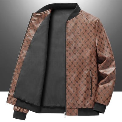 Heren Leren Jas Herfst Nieuw Trendy en Knap Grote Maat Lente en Herfst Koreaanse Stijl Vrije Tijd Motor M brown