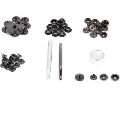 Bouton-pression en métal pour réparation de vestes et vêtements en cuir(outil en nickel noir 3 pièces)