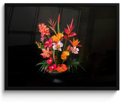 Poster in lijst - Fotolijst 70x50 cm - Posters - Boeket - Bloemen - Exotisch - Posterlijst zwart - Decoratie - Wanddecoratie woonkamer - Muurdecoratie slaapkamer