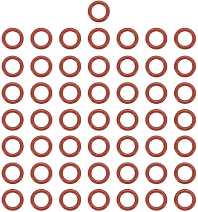 Siliconen-O-ring, 8 mm ID, 12 mm, OD, 2 mm breed, metrische VMQ-afdichting, vervanging 50A durometer voor de reparatie van sanitaire compressorventielen (rood, verpakking van 50)