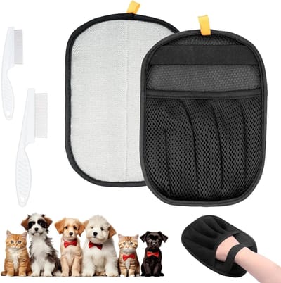 Honden- en kattenharen verwijderhandschoenen met magneet, ideaal voor het verwijderen van vacht en pluisjes