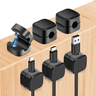 NTH products - Magnetische kabelclips - Kabelbeheer - Sterk zelfklevend - Zwart - Desk kabelhouder - Oplaadkabels - Geschikt voor thuis en kantoor - 6 s...