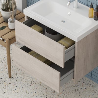 Jetta Badkamermeubel Set 65 cm Lissabon – Greeploos, Softclose 2 Lades, Keramische Wastafel
