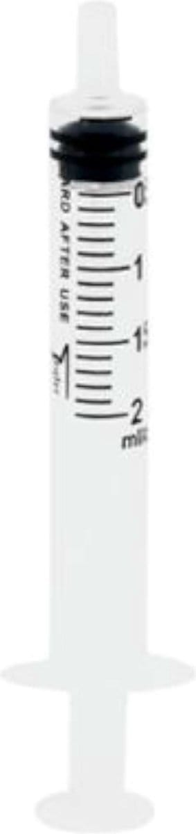 Spuit 2ml | 3 delig | zonder naald | Steriel | Per Stuk Verpakt | Per 5 st.