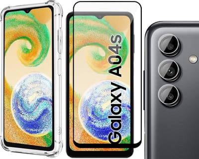 Hoesje geschikt voor Samsung Galaxy A04s / A13 5G - Screenprotector FullGuard & Camera Lens Screen Protector - Back Cover Case ShockGuard Transparant