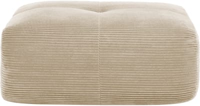 Hocker Beige - Modulaire Poef Ribstof - Ergonomische Voetenbank Corduroy - 92,5x75x40cm - Gemonteerd Geleverd - Woonkamer Beige