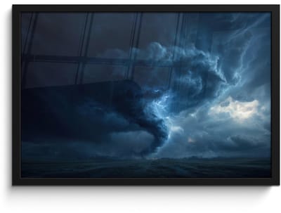 Poster in lijst - Fotolijst 60x40 cm - Posters - Tornado - Duister - Wolken - Posterlijst zwart - Decoratie - Wanddecoratie woonkamer - Muurdecoratie slaapkamer