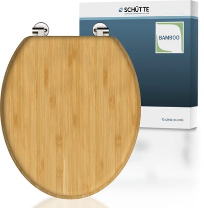 SCHÜTTE WC-Bril 81001 NATURAL BAMBOO - Massief Bamboe - Verchroomde Scharnieren - Belastbaar tot 175 kg