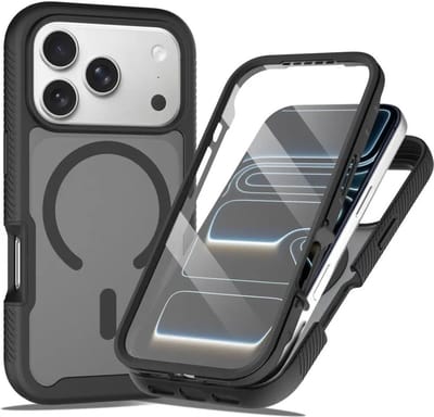 Hoesje met Ingebouwde Screenprotector Geschikt voor Apple iPhone 17 Pro Max - Compatibel met MagSafe / Qi2 - Full Protect - Schokbestendige Beschermhoes - Case Matte Zwart