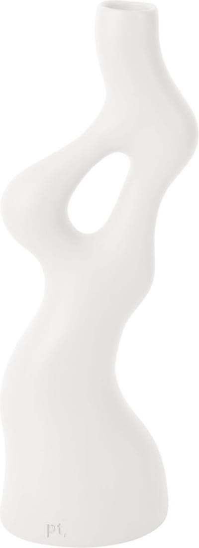 Present Time Vaas Organic Swirls - Wit - 12,5x10,5x33cm - Polyresin - Scandinavisch,Modern - Bloemenvaas - Woondecoratie - Decoratieve vaas voor woonkamer of slaapkamer
