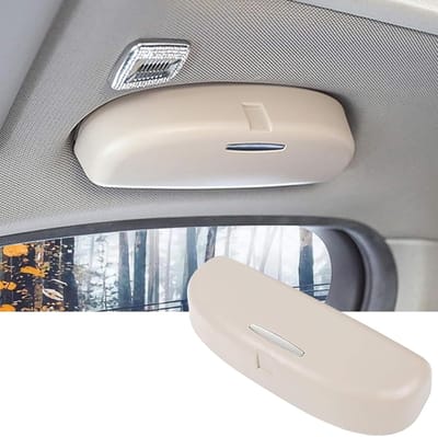 Auto Brillenkoker - Zonnebrilhouder Opbergen - Veilig Opbergen Auto - Gestroomlijnd Ontwerp - 30 x 20 x 10 cm - Beige