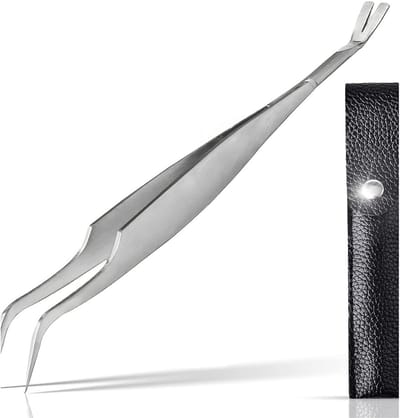 Famanu - Metalen tekentang met etui, tekentang roestvrij staal, hond, kat, paard, tekentang voor honden, tekentang kat, tekenpincet