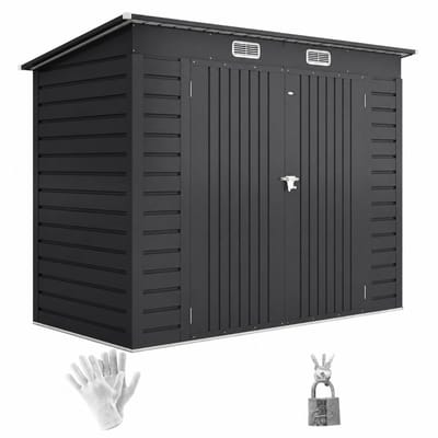 ECTEATOY® Tuinhuis - dubbele deuren - ventilatieroosters - gereedschapsschuur 249x121x166/183 - grijs