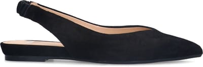 Manfield - Dames - Zwarte suède slingbacks - Maat 36