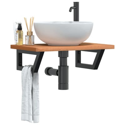 vidaXL - Badkamer - wandschap - staal - en - massief - beukenhout
